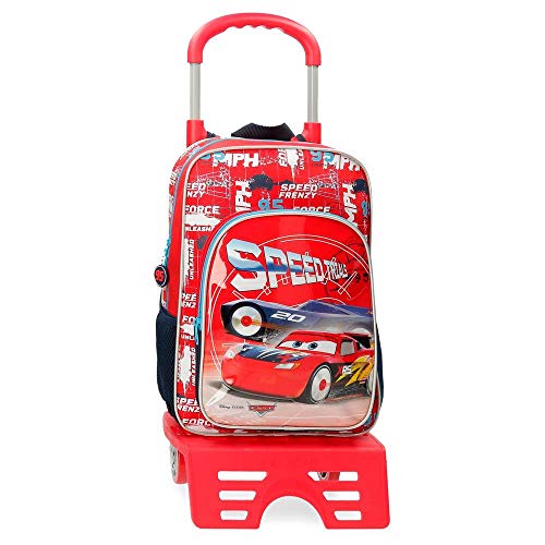 Disney Cars Speed Trails Mochila Escolar con Carro  38cm  Rojo