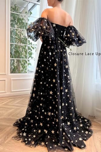 Eightale Off Shoulder Sparkly Tulle Long Prom Dress A Line for Women Formal Evening Dress2