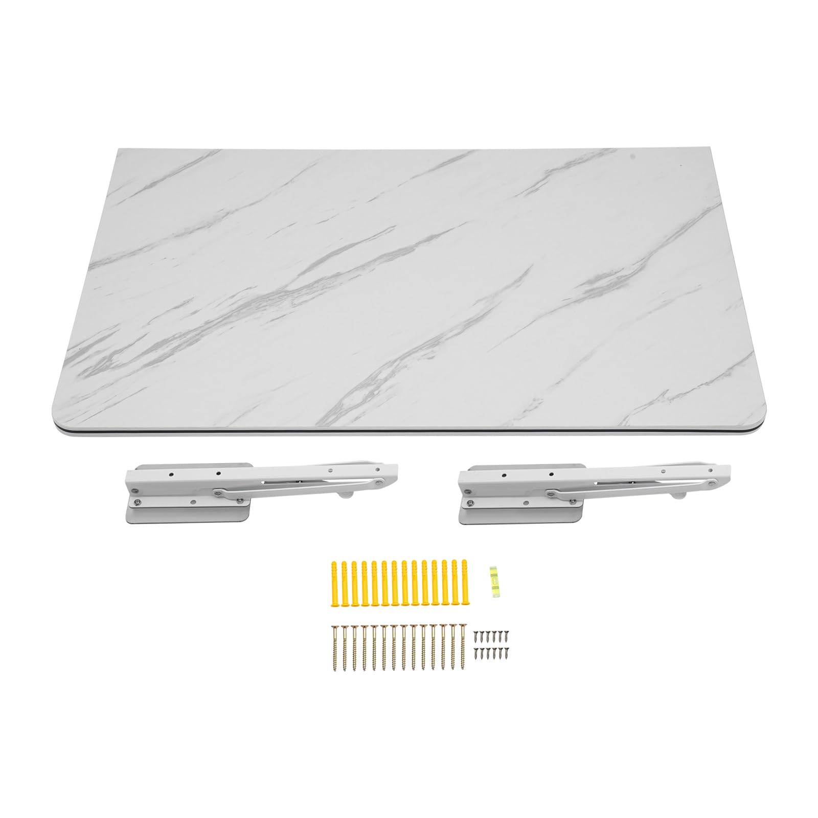 Tavolo pieghevole da parete 80x50cm bianco, struttura MDF e metallo con collegamento pop-up, salvaspazio per ufficio, casa e studio