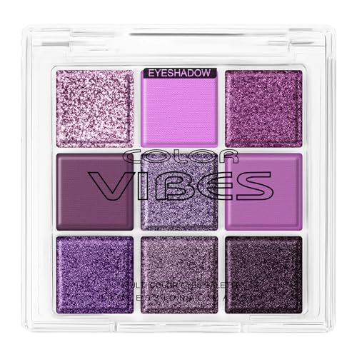 BUTBU Púrpura ahumado Paletas de Sombras de Ojos, 9 Colores Eyeshadow Paleta, Profesionales Paletas de Maquillaje Larga Duración   Sombra de Ojos Brillantes y Mate Personalidad Audaz Brillante
