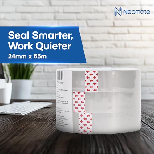 Image of Neomate Low Noise Cello Tape | 1 Inch (24mm x 65m), Transparent | Set of 3 | Multipurpose Adhesive Tape for Office, Home, and Craft Projects