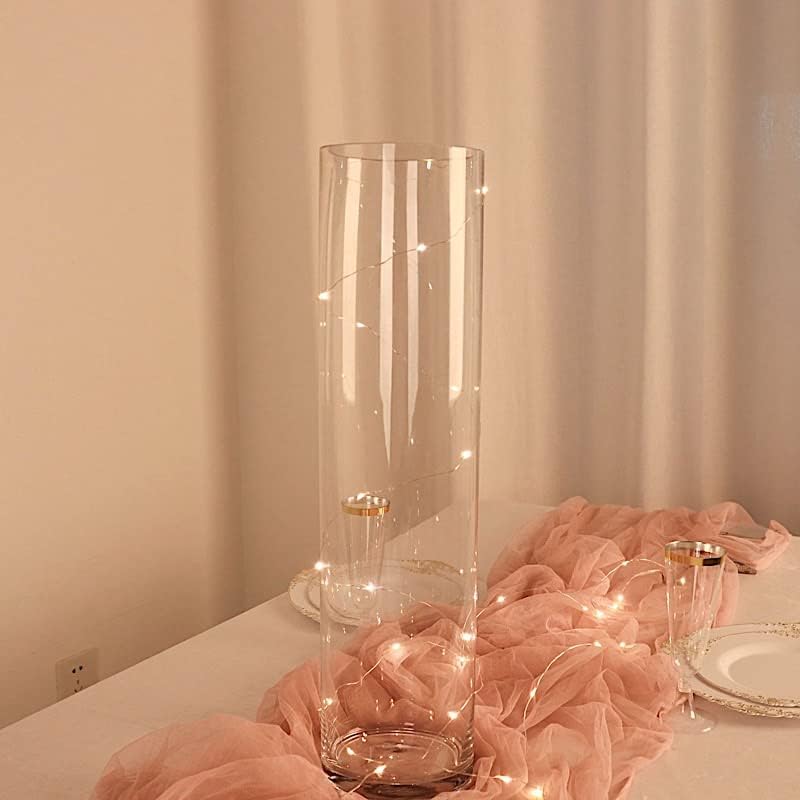6 pcs 20" Tall Clear Glass Cylinder Vases for Wedding Party Flowers Centerpieces Home Decorations Cheap Bulk Supplies