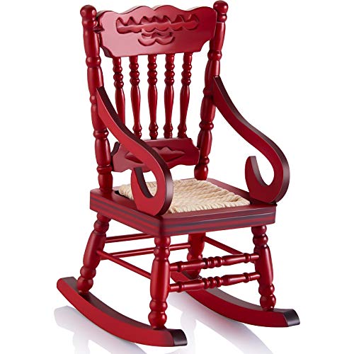 Dollhouse Wooden Chair Mini Dollhouse Wooden Rocking Chair 1:12 Scale Dollouse Model Chair Dollhouse Accessories Tiny Furniture Model Supplies for Dollhouse Decoration