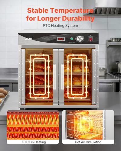 Image of VEVOR Electric Hot Box Food Warmer, 4-Tier Commercial Warming Cabinet with Water Tray, Glass Door and Adjustable Shelves, Stainless Steel Food Warmer Cabinet, for Restaurant, Kitchen, Pizza, Chicken