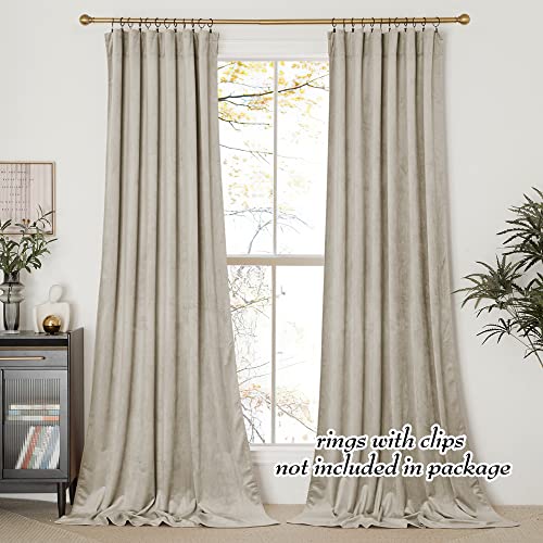 Nicetown Camel Room Darkening Velvet Curtains, Velvet Drapes Bedroom Window Curtains 84 Inch Long, Living Room Rod Pocket Window Treatment Velvet Curtains Farmhouse For Apartment, Set Of 2, 52" Width #TOP1