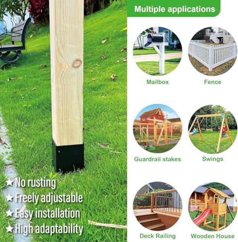Protector de poste ajustable de acero inoxidable 304, 4 unidades en color negro 3
