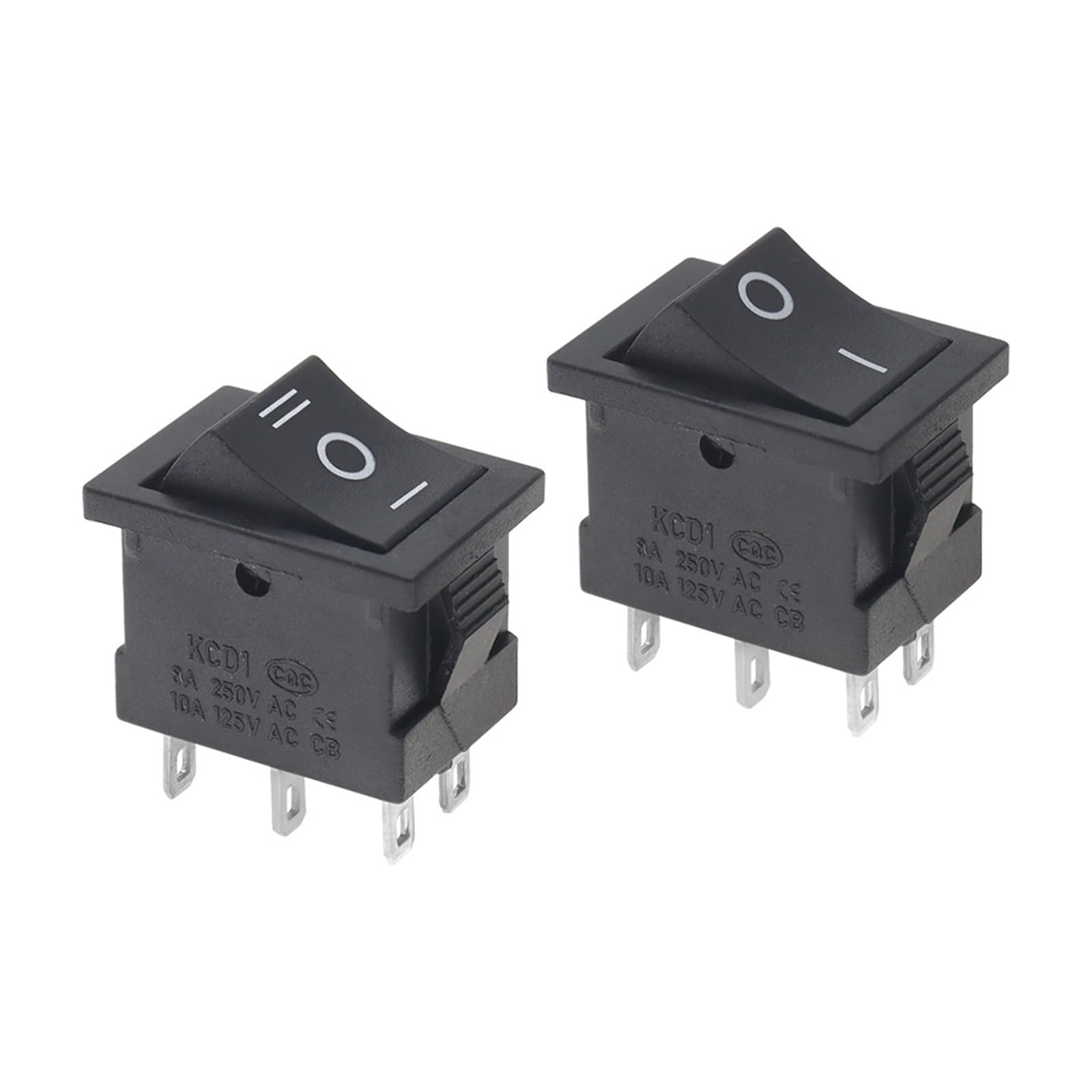 10 Uds 6A/250V 10A/125V 6 pines 21 * 15mm 2 posiciones 3 posiciones interruptor basculante de barco encendido apagado KCD1 negro 21x15mm AC(6Pin ON-OFF)
