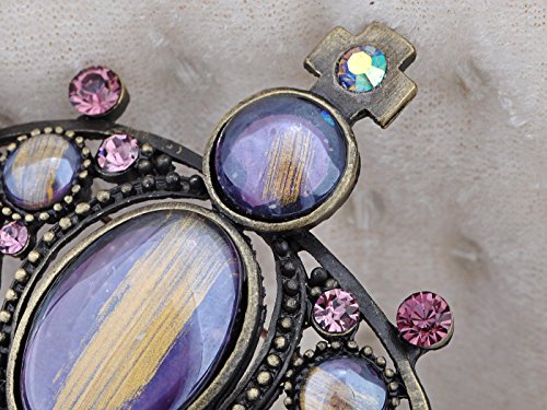 Image of Alilang Amethyst Purple Multi-Colored Crystal Rhinestone Royal Princess Queen Crown Brooch Pin