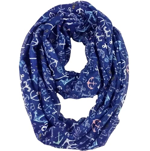 Nautical Anchor Print Women's Infinity Scarf Lightweight4