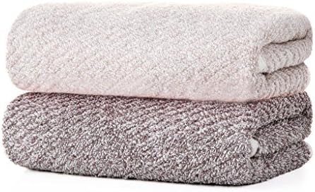 WARMNEST Natural Dyeing Herbe Organic Bamboo Towel 2pcs Towels Set Face Towels Hand Towel Washcloth 13.4”X29.9” (Bamboo-Herb) Light Brown & White