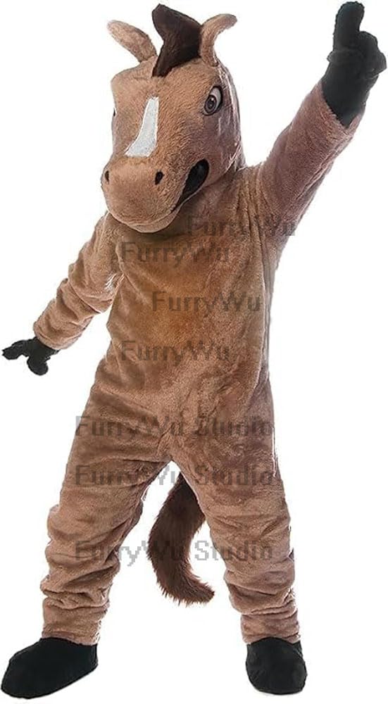 FurryWu Studio Mustang Mascot Costume Suit Wild Horses Costumes & COOL FANS & COOL ICE VESTS