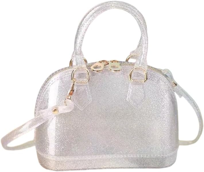 Jelly Crossbody Purse Shoulder Bag, Candy Color Tote Satchel Top-Handle Handbags for Women | structured tote bag