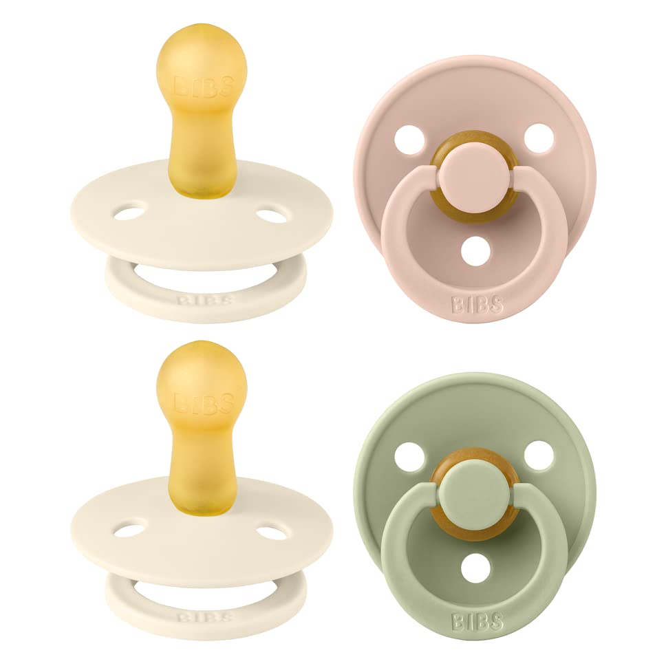 BIBS Colour Soother 4-Pack | BPA Free Dummy Pacifier | Round Nipp...