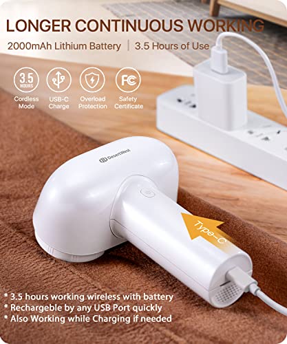 Desertwest Electric Lint Remover & Fabric Shaver, [Dual-Head Powerful Trim & Suction] 2-Speed Specialized Lint Shaver With Large Capacity Dirt Tank, Easy Empty, Defuzzer For Clothes Furniture #TOP4