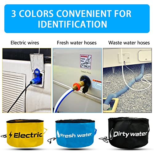 Aufbewahrungstasche für Wohnmobil-Schlauch, 3 Stück, wasserdicht, Camper, Organizer für Abwasserschläuche, Frisch- und Schwarzwasserschläuche, elektrische Kabel