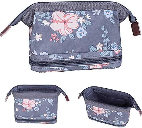 Makeup Bag/Travel Cosmetic Bags/Brush Pouch Toiletry Kit Fashion Women Jewelry Organizer with Zipper Make Up Carry Case Pencil Holder Portable Cube Purse (Dark Gray)