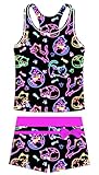 Belovecol Girls Swimsuits Two Piece Tankini Bathing Suits Cute Cat Colorful Graphic Boyshort Swimsuit Summer Swimwear Sets for Vacation Size 10-11