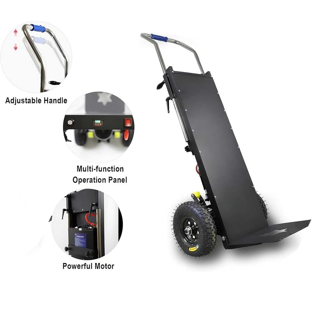Carrello Saliscale Elettrico, Batteria Rimovibile, Motore Brushless, per Oggetti Pesanti, Carrello per Sacchi Oggetti Pesanti su E Giù Scale,001