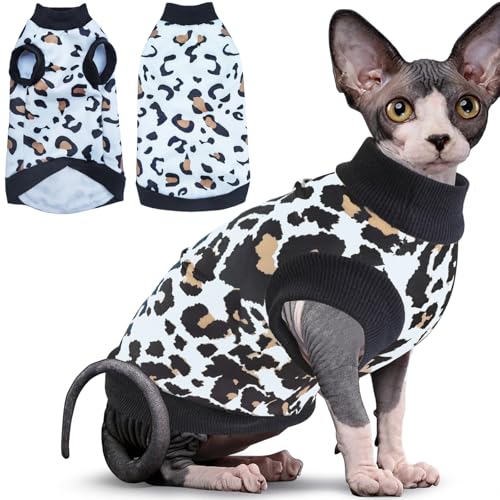 Ropa de gato sin pelo Sphynx pijama de leopardo blanco M 2