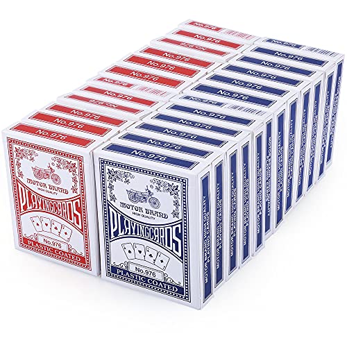 LotFancy Playing Cards, Poker Size Standard Index, 24 Decks of Cards (12 Blue and 12 Red), for Blackjack, Euchre, Canasta Card Game, Casino Grade