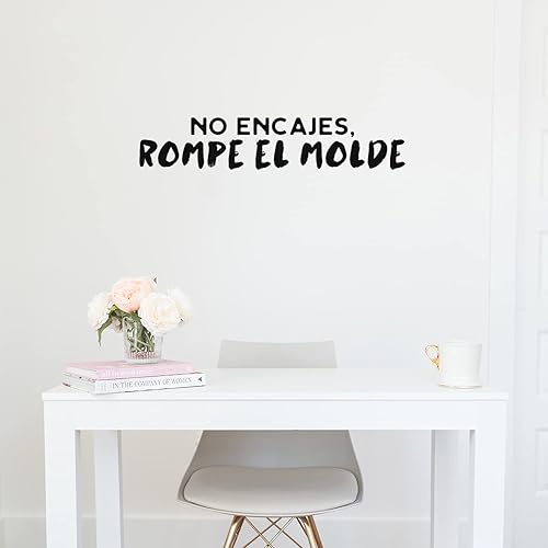 Calcomanía de vinilo para pared, sin cordones, Rompe El MoldeDon't Fit Break The Molde, 6 x 30 pulgadas, bonita y inspiradora cita española para