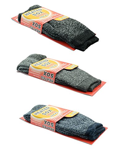 NY GOLDEN FASHION 3 Pairs Men Heated Sox Thermal Winter Heavy Duty Crew Socks Mega Thermo 2.13 Tog