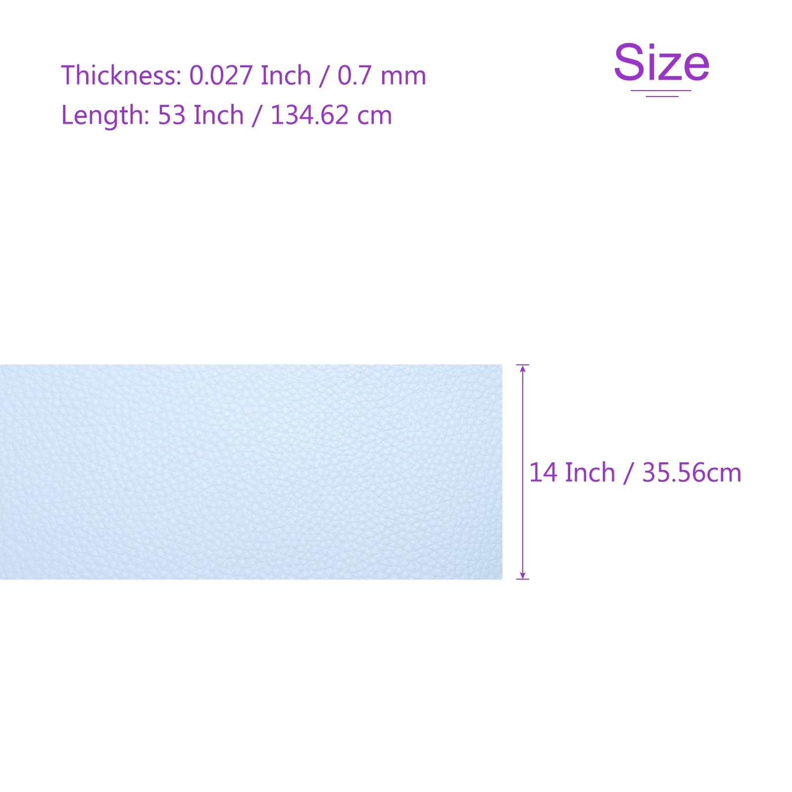 DMiotech 1 Pack 14 Inch x 53 Inch Faux Leather Strip Furniture Cover Soft Grain Light Blue PU Leather Roll for Handmade DIY Craft Projects - Image 3