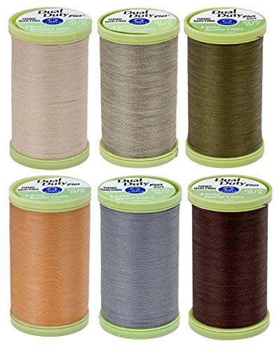 Coats 6-Pack Bundle - Hilo para acolchado a mano Dual Duty Plus - Tonos tierra - Ecru, Dogwood, Golden Tan, Green Linen, Chona Brown y Slate. 325 yardas cada uno. miniatura 1