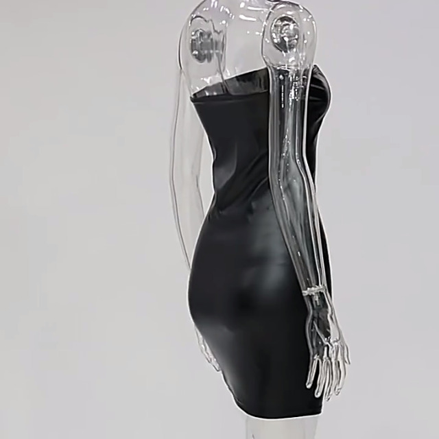 black halter cocktail dress Black Tinsel Boucle Halter Mini Dress – self-portrait-US