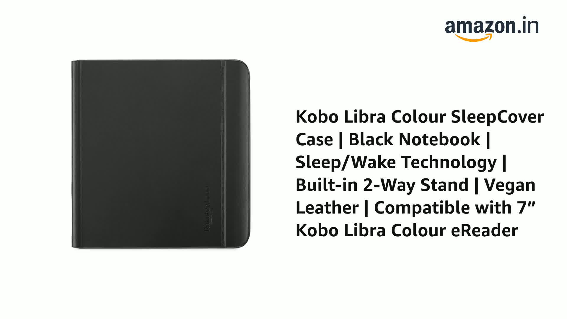 Kobo Libra Colour SleepCover Case | Black Notebook | Sleep/Wake