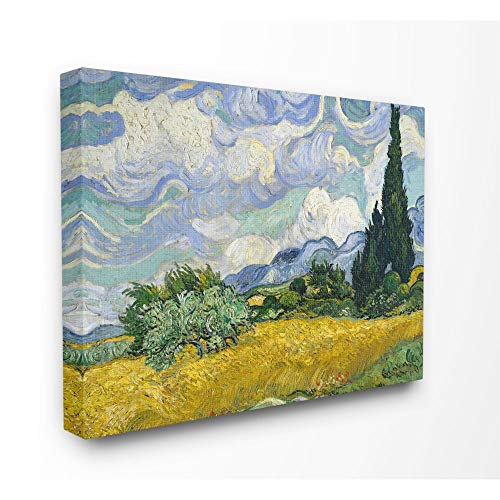 Stupell Industries Van Gogh Wheat Field With Cypresses Post Impressionist Painting Oversized Stretched Canvas Wall Art By Vincent Van Gogh, 24 X 1.5 X 30, Multi-Color #TOP14
