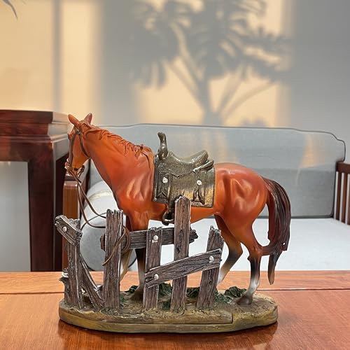 Estatua Decorativa de Caballo de Resina Western Marrón miniatura 5