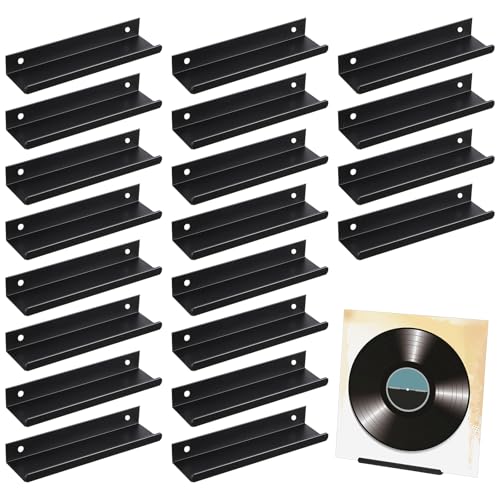 20 Pack Vinyl Wall Mount, Metal Vinyl Holder Wall Album Record Holder, Minimalist for CD Display in Office Home
