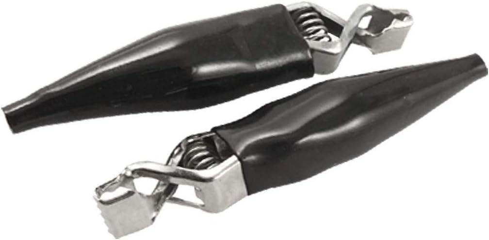 New Lon0167 200 Pcs Black Soft Plastic Boots Insulated Alligator Clips Clamps 60mm Length(200 Stück Schwarz Weichkunststoff Stiefel Isolierte Krokodilklemmen Klemmen 60mm Länge