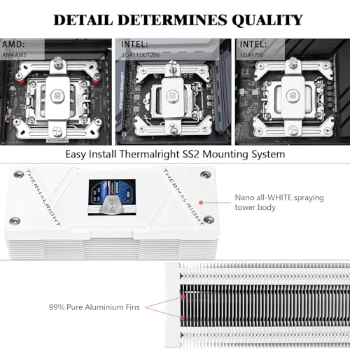 Thermalright Assassin Spirit 120 Vision ARGB White,with White Top Cover,CPU Air Cooler, PC Cooling, 240 * 240 Resolving Power IPS LCD Screen,Editable,with 1.54in for Intel lga1851/1700/115X,AM4/AM5 by Thermalright - Used condition - Image 6