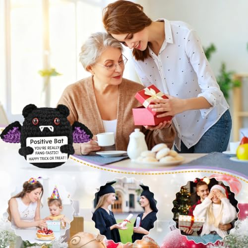 Positive Crochet Halloween Bats Gifts for Women Men Office Desk Decor - Image 5