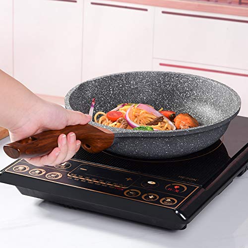 Caannasweis Nonstick Frying Pan Dishwasher Safe, Stone Skillet Pans for eggs, Induction Omelette Pan Non Toxic 100% PFOA Free (9.5" + Glass Lid) - Thumbnail 5