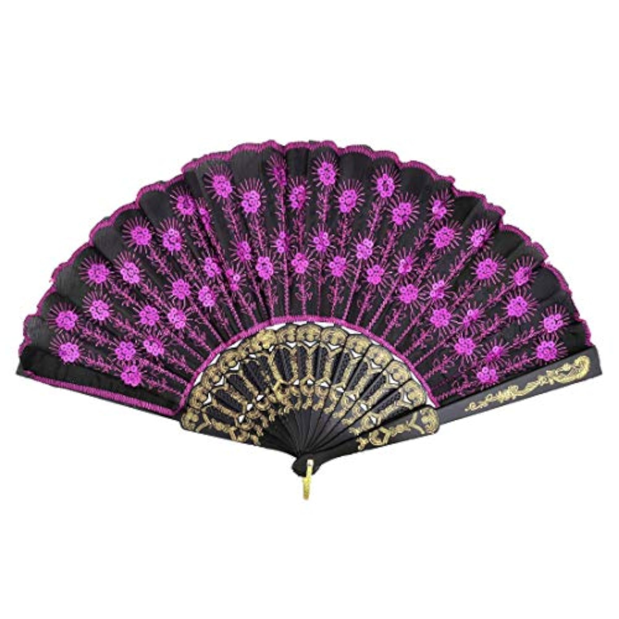 Lady Polyester Decor Chinese Style Dancing Foldable Hand Fan