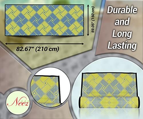 Neez Picnic Blanket, 210x150cm, Outdoor Rug Waterproof, Camping Beach Garden Patio Decking Balcony BBQ Reversible Mat, Lightweight Soft Foldable Plastic