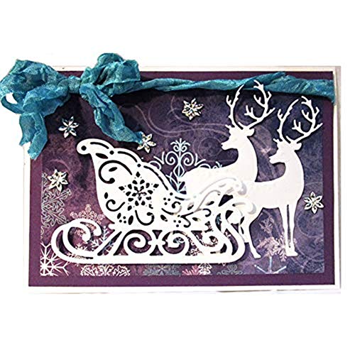 WYSE Metal Cutting Die Christmas Deer Sledding Dies for DIY Scrapbooking Paper Card Template (Deer sled)