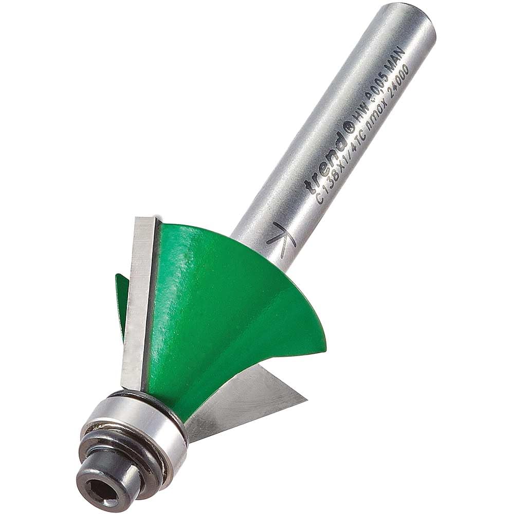 Trend CraftPro Chamfer Router Cutter Bit, 1/4 Inch Shank, 12.7mm Cut Diameter & 60 Degree V Groove, Tungsten Carbide Tipped, C138X1/4TC