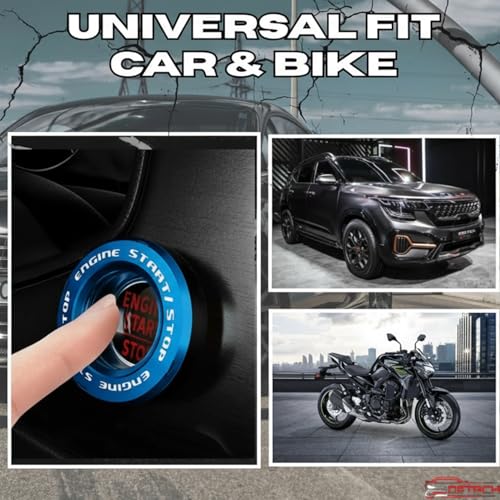 Image of SARTE Car Engine Start Stop Switch Cover Rotatable Ignition Button Protector Universal Push Start Stop Sticker Anti-Scratch Interior Decoration Accessory for All Cars (Blue)