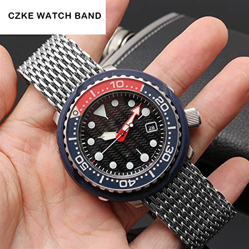 Malla de tiburón milanesa transpirable de acero inoxidable 20mm para reloj 6