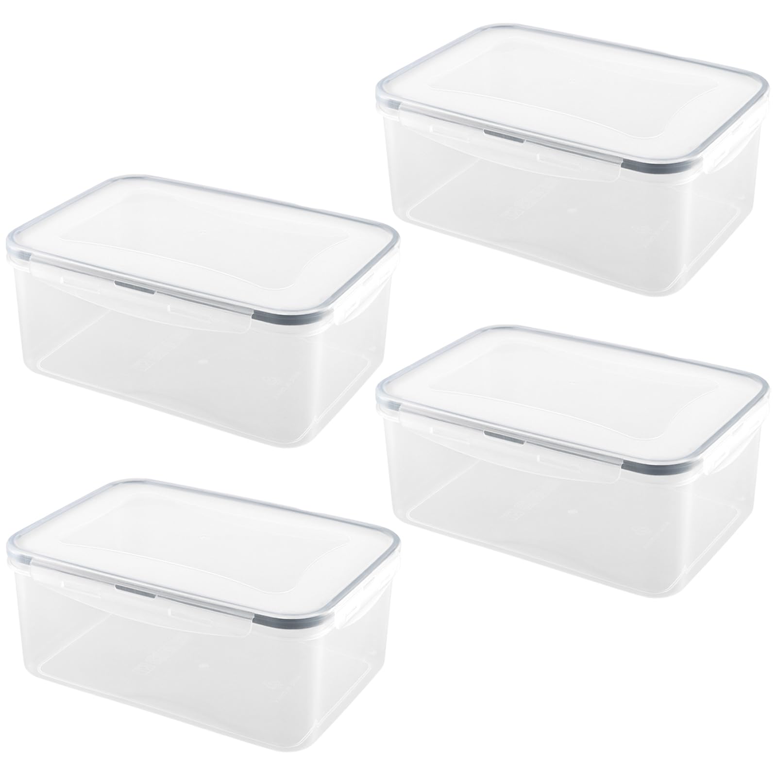 ZOENHOU 4 Pack 2.8L Airtight Food Storage Containers Set, Large Clear Plastic Airtight Food Storage Boxes with Lids, Stackable Rectangle Pasta Spaghetti Canisters