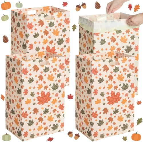 Yookeer 4 Pack Fall Disposable Trash Cans with 8 Trash Bags, 13 Gallon