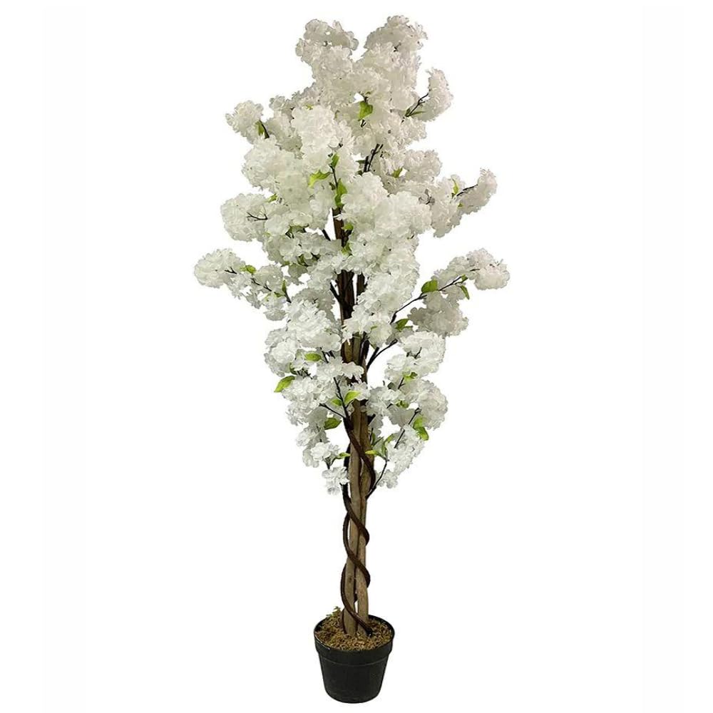 Artificial Blossom Tree White 150cm 5ft Realistic Faux House Plant Fully Potted