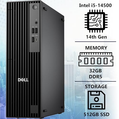 Image of Dell Pro Slim(Next-gen Optiplex 7020 SFF) Intel 14-Core i5-14500, 32GB DDR5 RAM, 512GB SSD, RJ-45, DP Port, HDMI, Wired KB & Mouse, W11P, Business Desktop