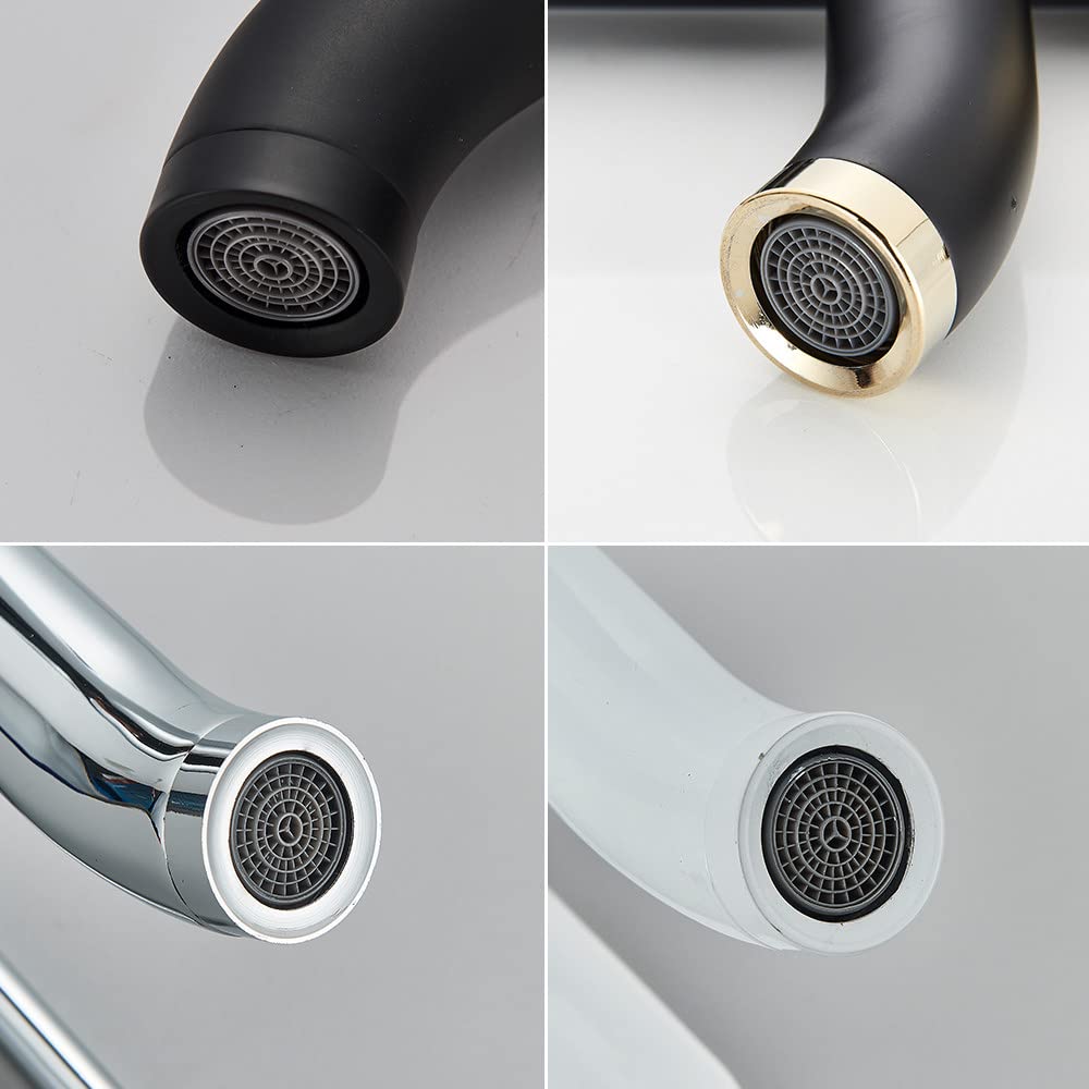 Grifos para lavabo de baño Mezclador frío/caliente Grifo para lavabo Grifo para lavabo de agua dorada negra Grifo para cocina Grifo para lavabo de baño Un orificio, Negro mate Alto A, Talla