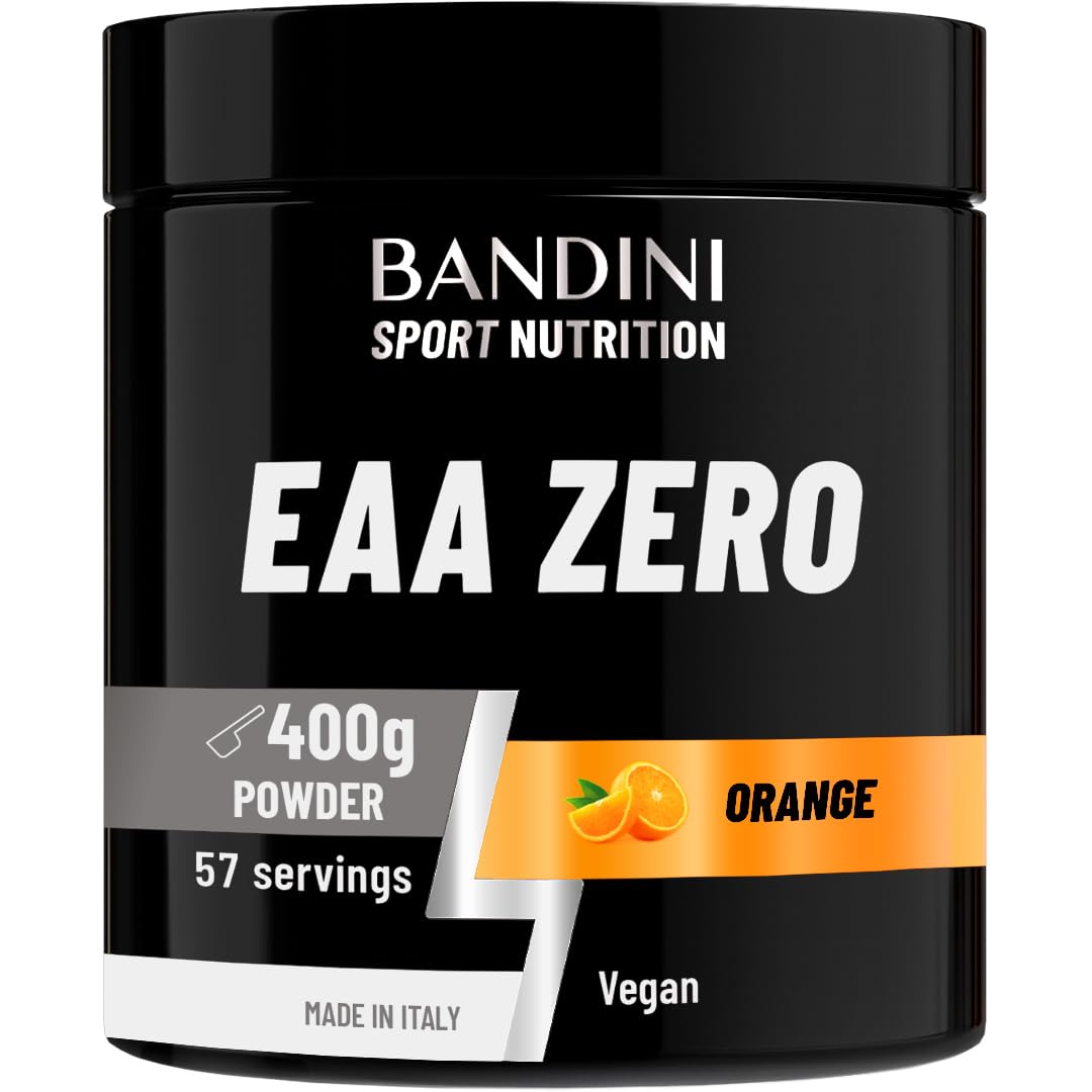 Bandini® EAA Essential Amino Acids | 400 g Powder | 9 Fermented Essential Aminoacids EAAs + BCAAs 211 & Vitamin B6 | Muscle Growth & Recovery | Intra, Pre & Post Workout | Vegan, Orange Flavour