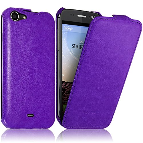 Seluxion - Housse Etui Coque Rigide à Clapet pour Wiko Stairway Couleur Violet + Film de Protection